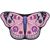 Exquisite butterfly cape spread out against a clean white background with meticulously detailed pattern inspired by the Buckeye butterfly species. A wearable work of art!