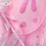 Close-up detail of Butterfly Costume Wings, crafted from stretched fabric, adorned with sparkling glitter glue, and embellished with dazzling rhinestone gems. A magical touch to enhance the enchanting allure of the costume set.