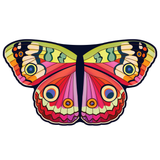Colorful butterfly cape spread out on white background