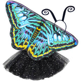 Butterfly Wings Costume Set with Blue Clipper Cape Tutu and Antenna Headband