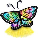 Butterfly Wings Costume Set with Rainbow Cape Tutu and Antenna Headband