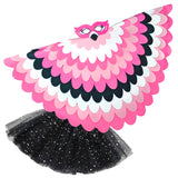 Bird Costume Full Set with Kids Flamingo Cape Wings Mask Tutu Leg Warmers and Boa