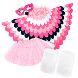 Bird Costume Full Set with Kids Flamingo Cape Wings Mask Tutu Leg Warmers and Boa