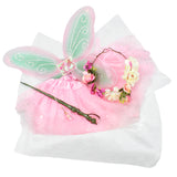 Childrens Fairy Costume Box with Dress Up Wings, Tutu, Wand, Flower Crown, and Pixie Dust in Adorable Suitcase Gift Box