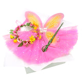 Childrens Fairy Costume Box with Dress Up Wings, Tutu, Wand, Flower Crown, and Pixie Dust in Adorable Suitcase Gift Box