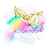 Childrens Unicorn Costume Box with Dress Up Unicorn Tail, Headband, Wings, Furry Leg Warmers, and Tutu in Adorable Suitcase Gift Box