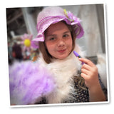 Childrens Little Lady Tea Party Costume Box with Dress Up Hat, Feather Fan, Gloves, Pearl Necklace, Fur Shawl, and Lipstick Pen in Adorable Suitcase Gift Box