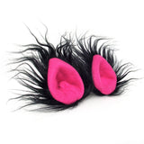 Faux Fur Party Accessory Animal Costume Furry Ear Clips Hair Accessories — Black