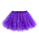 Girls Sparkle Tutu Layered Princess Ballet Skirt Dark Purple