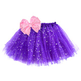 Girls Sparkle Tutu Layered Princess Ballet Skirt Dark Purple