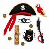 Childrens Pirate Costume Box with Pirate Sword, Treasure Map & Other Pirates Accessories for Kids