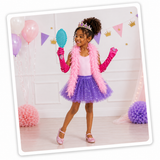 Childrens Fairy Princess Box with Dress Up Feather Boa, Gloves, Tiara, Tutu, Ring, and Magic Mirror in Adorable Suitcase Gift Box