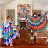 Bird Cape Kids Patterned Owl Costume with Wings and Mask