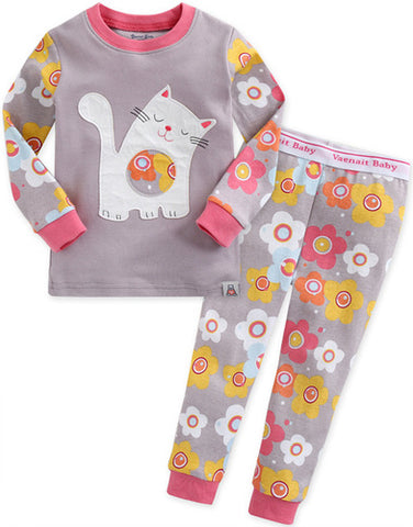 Children's Cotton Pajamas Kitty PJs Cat Jammies Set
