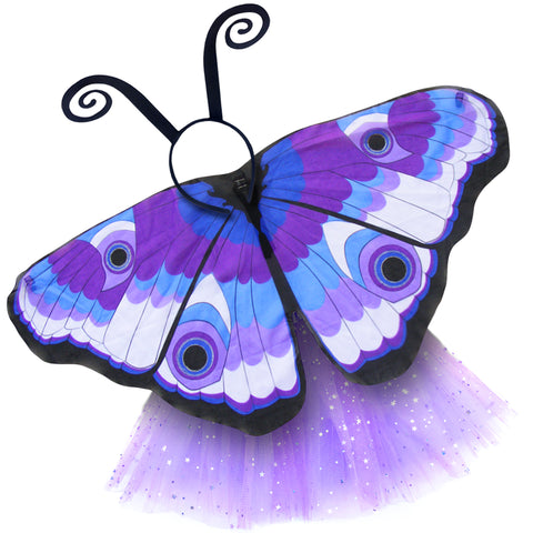 Butterfly Wings Costume Set with Purple Buckeye Tutu and Antenna Headband