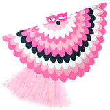 Bird Costume Set with Kids Flamingo Cape Wings Mask Tutu Leg Warmers and Boa