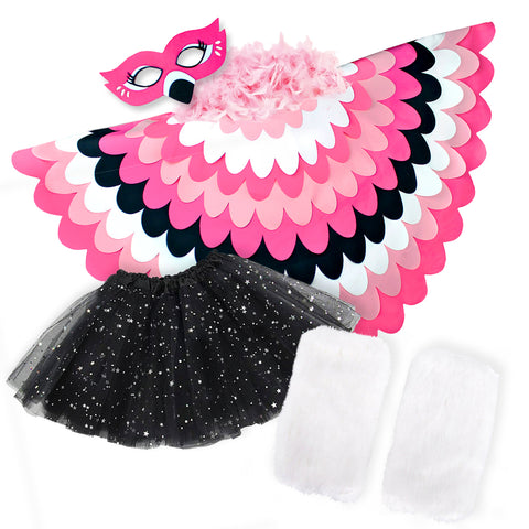 Bird Costume Full Set with Kids Flamingo Cape Wings Mask Tutu Leg Warmers and Boa