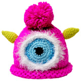 Crocheted Baby Monster Hat Newborn Knit Cap Hot Pink "Tee"
