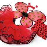 Knotty Kid - Girls 4 Piece Lady Bug Costume Set with Sparkle Wings Top Tutu and Headband