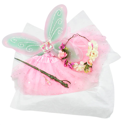 Girls Fairy Costume Box with Wings Tutu Wand Flower Crown Knotty Kid Girls Fairy Costume Box with Wings Tutu Wand Flower Crown Knotty Kid