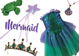 Childrens Mermaid Costume Box with Dress Crown Turtle and Accessories for Kids