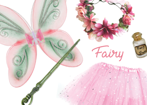 Knotty Kid - Girls Fairy Costume Box with Wings Tutu Wand Flower Crown and Pixie Dust