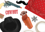 Knotty Kid - Childrens Cowboy Costume Box with Felt Mustache Hat Holster and Accessories