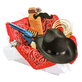 Knotty Kid - Childrens Cowboy Costume Box with Felt Mustache Hat Holster and Accessories