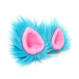 Faux Fur Party Accessory Costume Furry Ear Clips — Blue