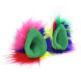 Furry Ear Clips Crazy Colorful Fur Pointed Cat Ears Costume Party Wolf Accessories