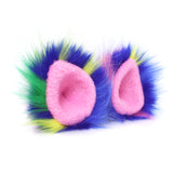 Furry Ear Clips Crazy Colorful Fur Pointed Cat Ears Costume Party Wolf Accessories