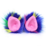 Furry Ear Clips Crazy Colorful Fur Pointed Cat Ears Costume Party Wolf Accessories
