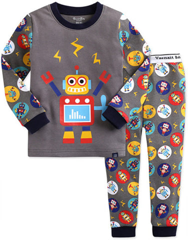Children's Cotton Pajamas Robot PJs Jammies Set