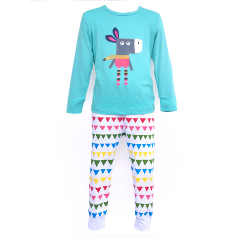 Children's Cotton Pajamas Donkey Party PJs Jammies Set