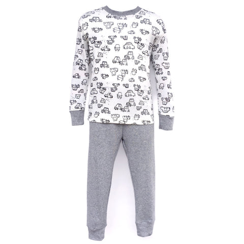 Children's Cotton Pajamas Grey Cars PJs Jammies Set