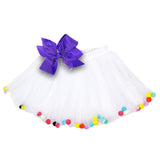 Pom Pom Tutus Girls Photo Prop Birthday Party Tutu Skirt with Bow