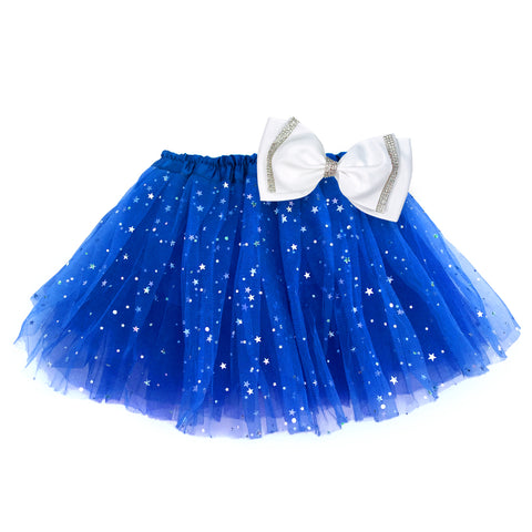 Girls Sparkle Tutu Layered Princess Ballet Skirt Dark Blue