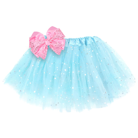 Girls Sparkle Tutu Layered Princess Ballet Skirt Ice Blue
