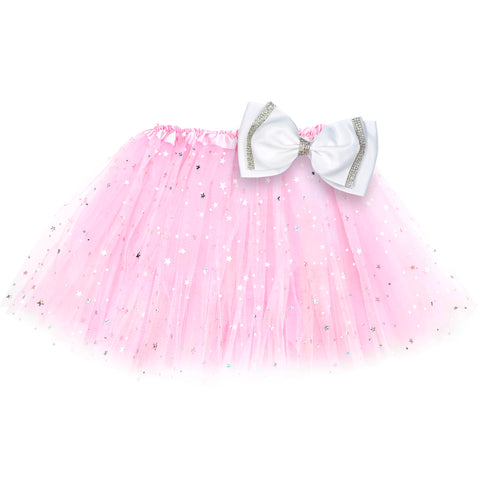 Girls Sparkle Tutu Layered Princess Ballet Skirt Light Pink