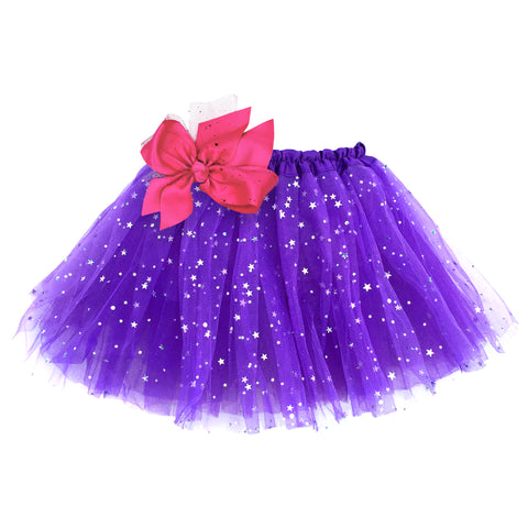 Girls Sparkle Tutu Layered Princess Ballet Skirt Dark Purple