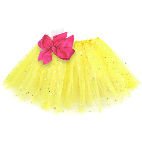 Girls Sparkle Tutu Layered Princess Ballet Skirt Yellow