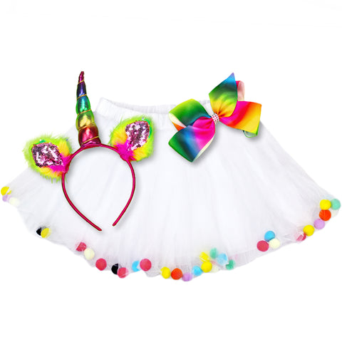Girls Unicorn Costume Set Birthday Tutu and Headband
